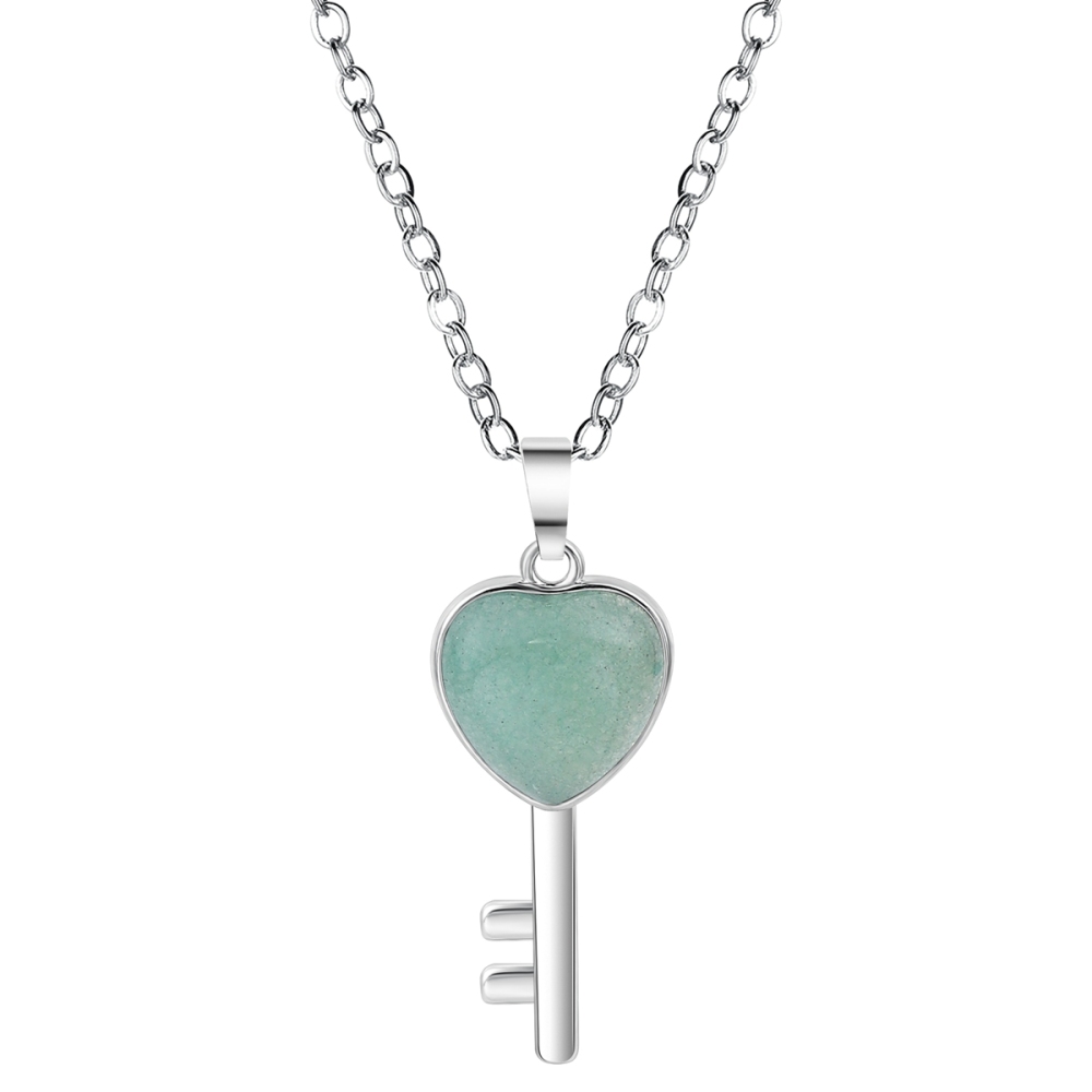 Women Gemstone Heat Key Pendant for Making Jewelry Necklace Silver Key Crystal Necklace Choker Accessories Earrings