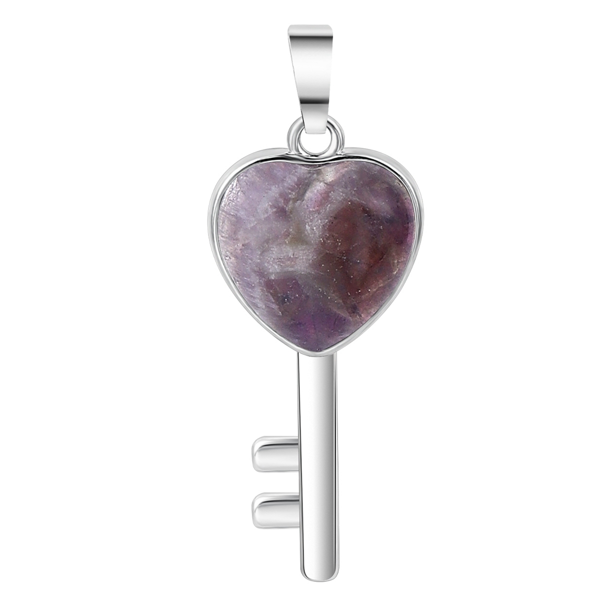 Women Gemstone Heat Key Pendant Necklace  with 45CM Black Leather Cord Silver Key Crystal Necklace Choker Accessories Earrings
