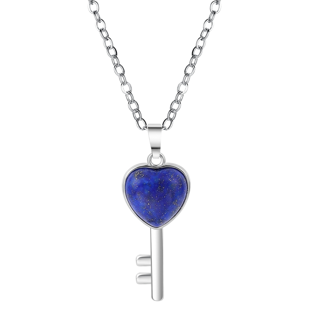 Women Gemstone Heat Key Pendant for Making Jewelry Necklace Silver Key Crystal Necklace Choker Accessories Earrings