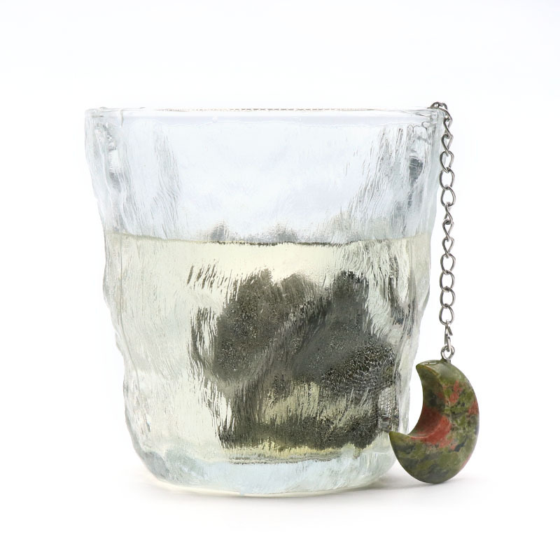 Infusers for Loose Tea Mesh Strainer with Extended Chain Key Rings Hook Stainless Steel Charm Energy Drip Trays Crystal Moon Pendant Shaker Ball