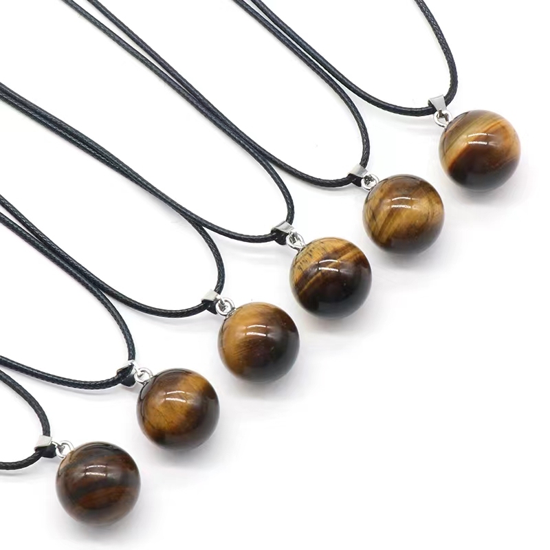 Natural Dangle Ball Gemstone Pendants Necklace Charms Healing Chakra Stone Sphere Beads Charm Jewelry