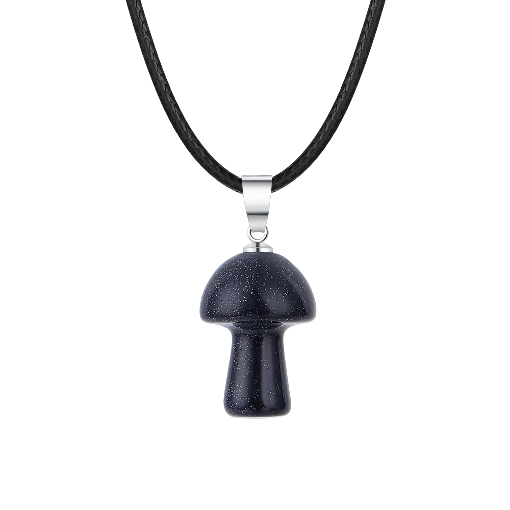 Healing Chakra Gemstone Mushroom Pendant Neklace with 45CM Black Cord