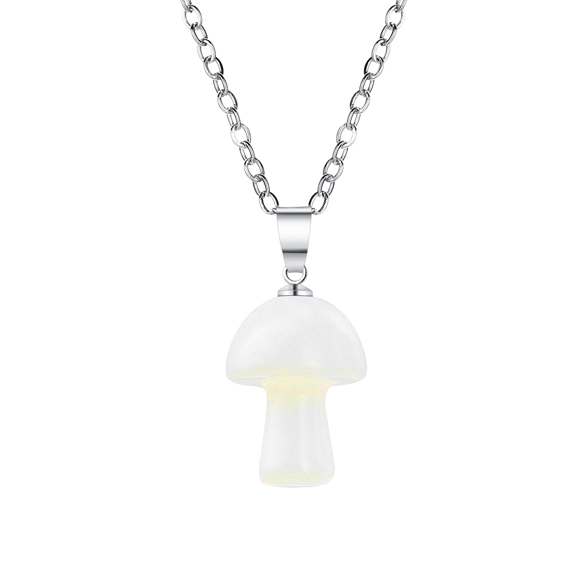 Healing Chakra Gemstone Mushroom Pendant Neklace with 45CM Black Cord