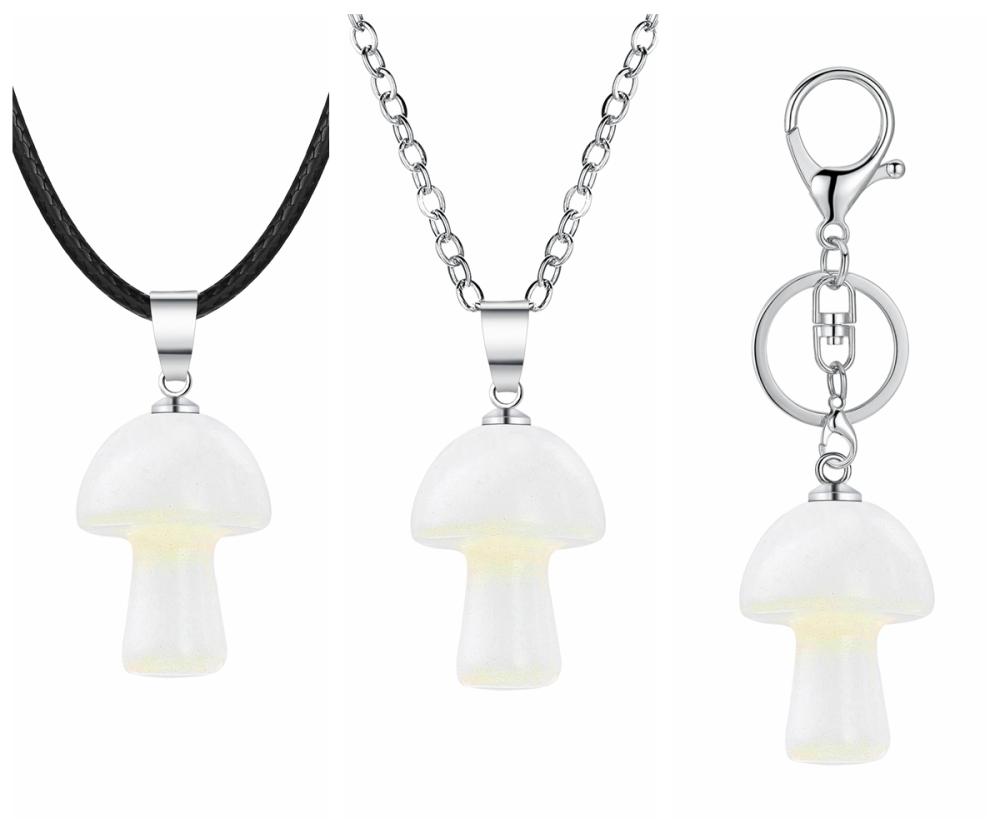 Healing Chakra Gemstone Mushroom Pendant Neklace with 45CM Black Cord