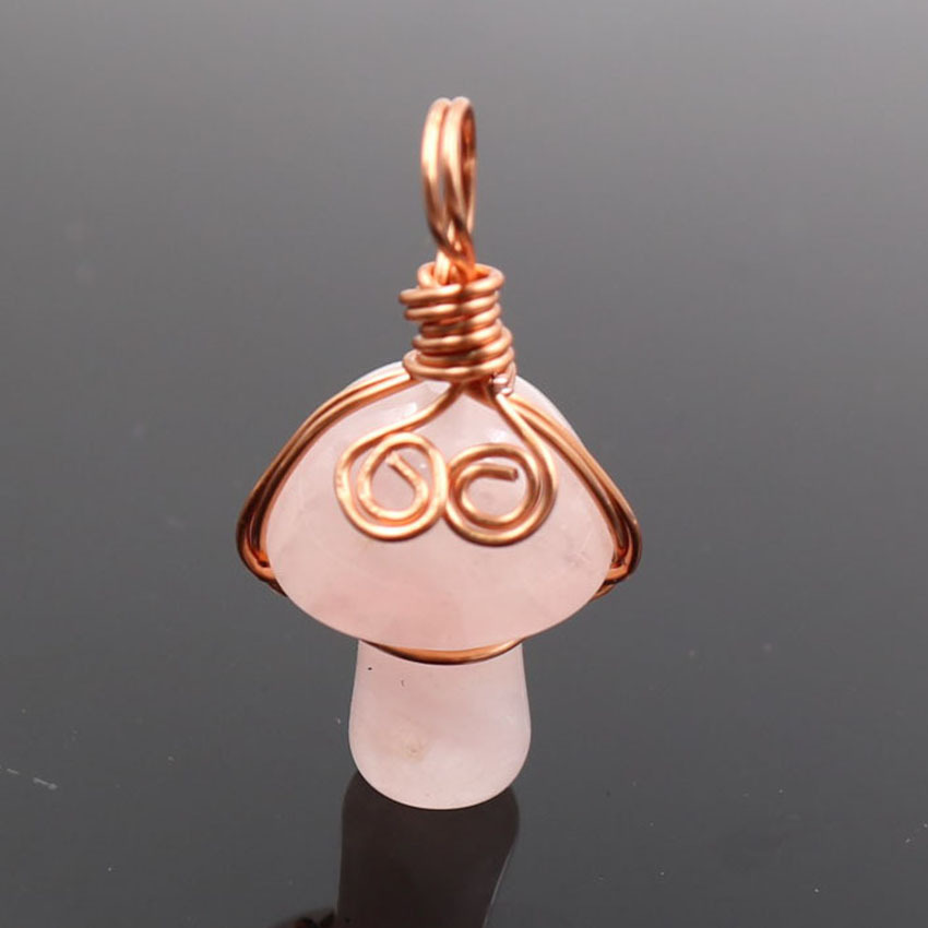 Mini Mushroom Gemstone Pendant for Making Jewelry Necklace Earring  Wrapped Wire Mushroom