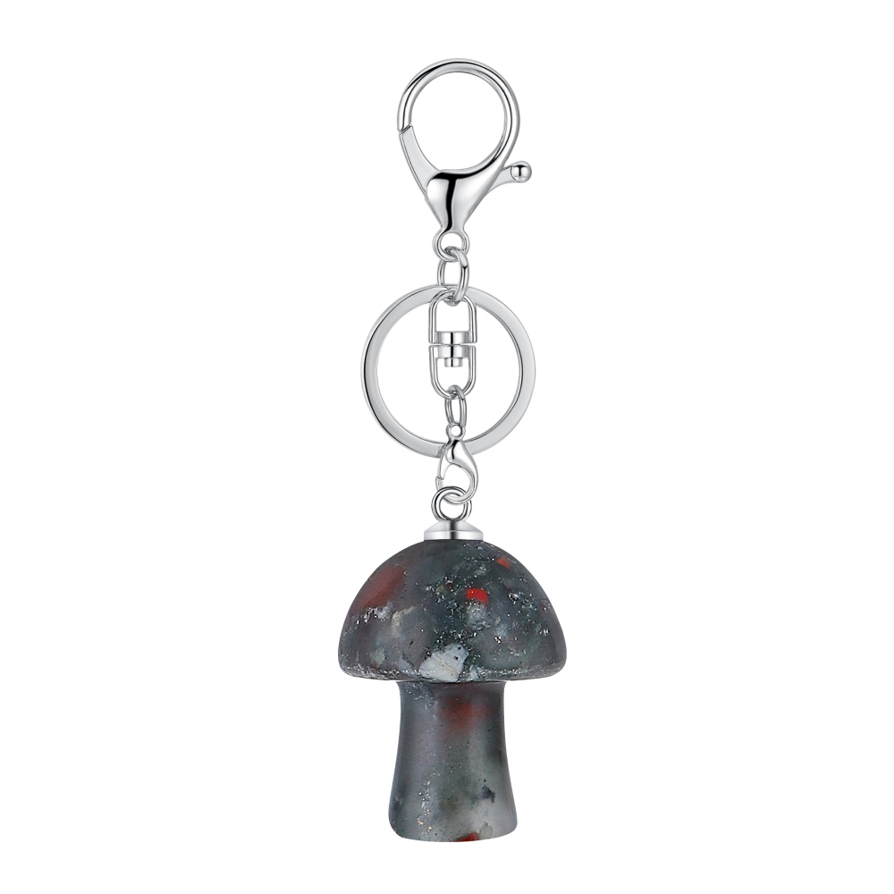 Gemstone Mushroom Keychain  Natural Gemstone Pendant Keyring Healing Chakra Crystal Jewelry