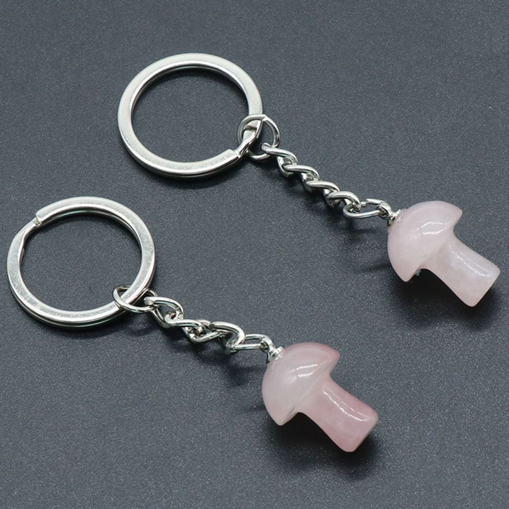 Gemstone Mushroom Keychain  Natural Gemstone Pendant Keyring Healing Chakra Crystal Jewelry