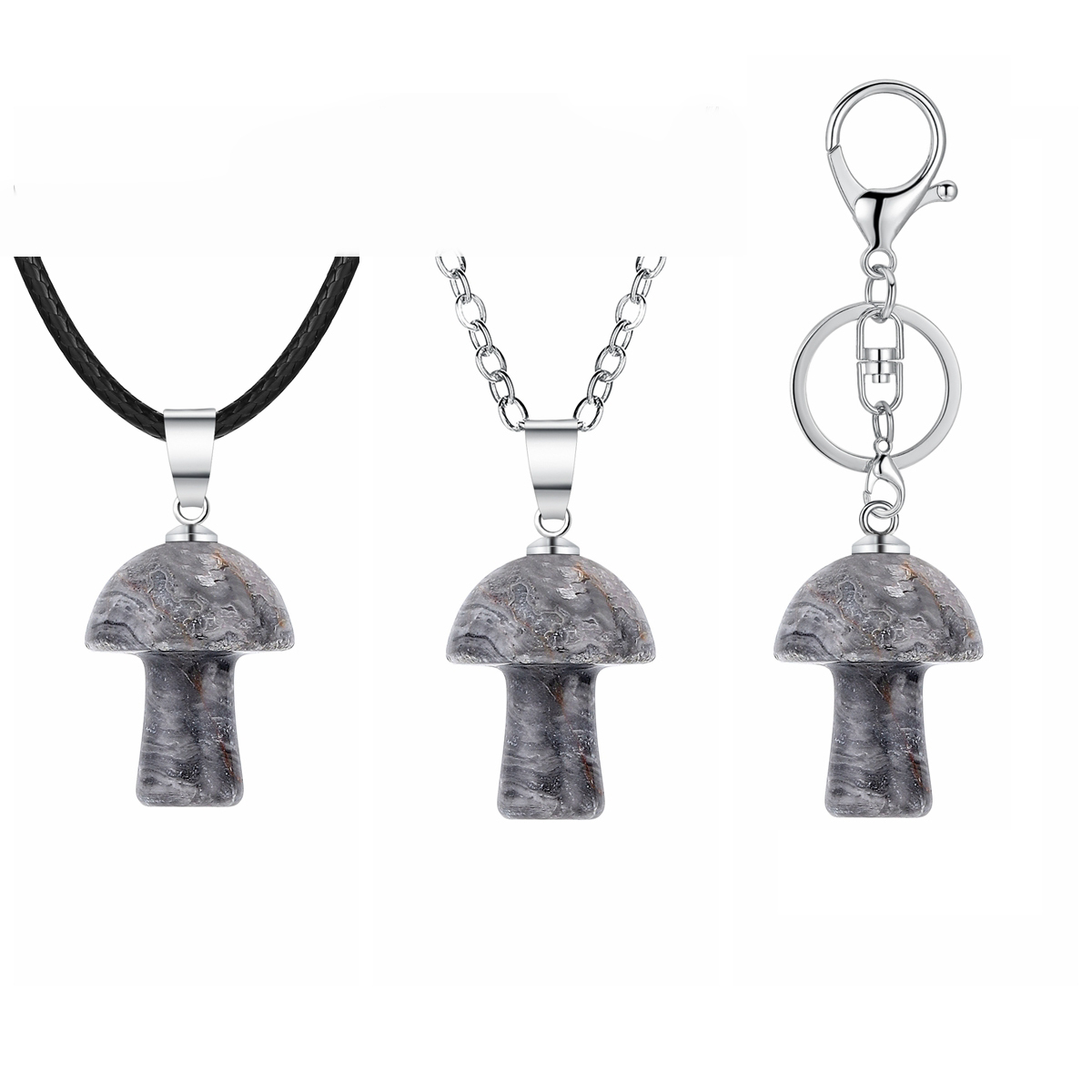 Healing Chakra Gemstone Mushroom Pendant For Making Jewelry Necklace EarringsWomen Men Natural Quartz Crystal Rock Charm Choker