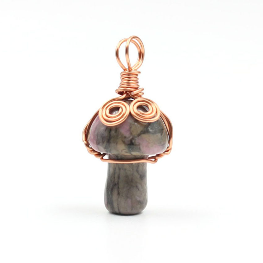 Mini Mushroom Gemstone Pendant for Making Jewelry Necklace Earring  Wrapped Wire Mushroom