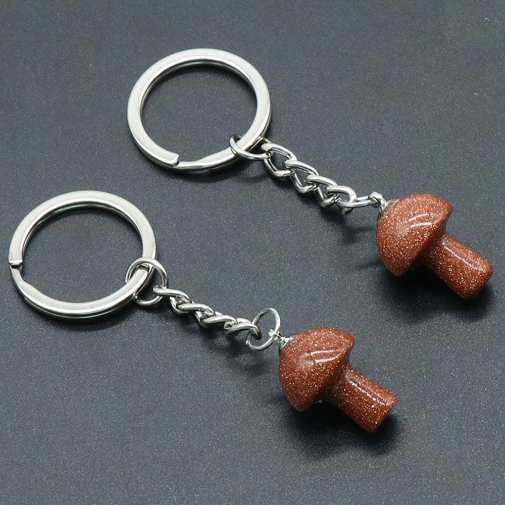 Gemstone Mushroom Keychain  Natural Gemstone Pendant Keyring Healing Chakra Crystal Jewelry