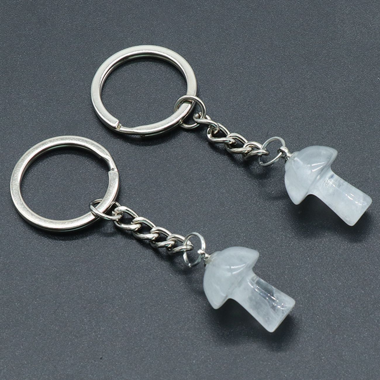 Gemstone Mushroom Keychain  Natural Gemstone Pendant Keyring Healing Chakra Crystal Jewelry