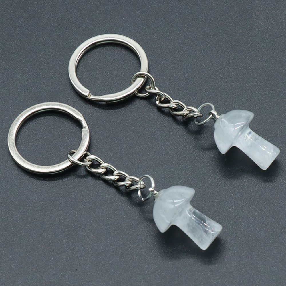 Gemstone Mushroom Keychain  Natural Gemstone Pendant Keyring Healing Chakra Crystal Jewelry