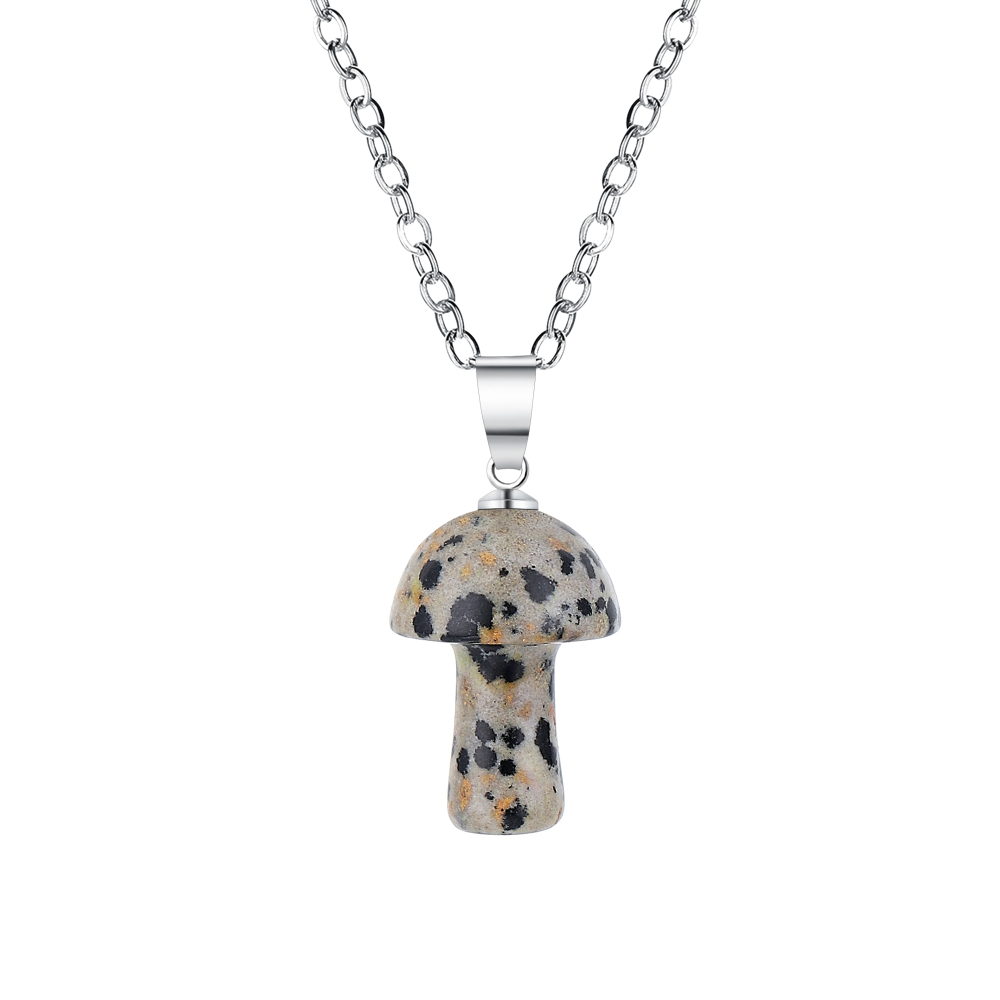 Healing Chakra Gemstone Mushroom Pendant Neklace with 45CM Black Cord