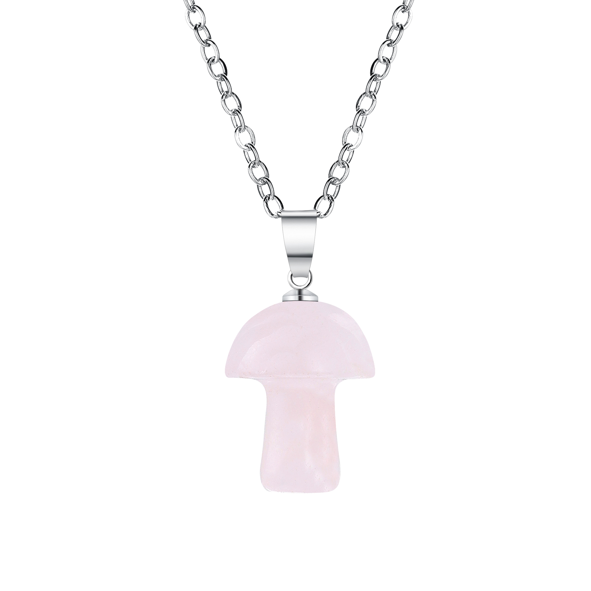 Healing Chakra Gemstone Mushroom Pendant Neklace with 45CM Black Cord