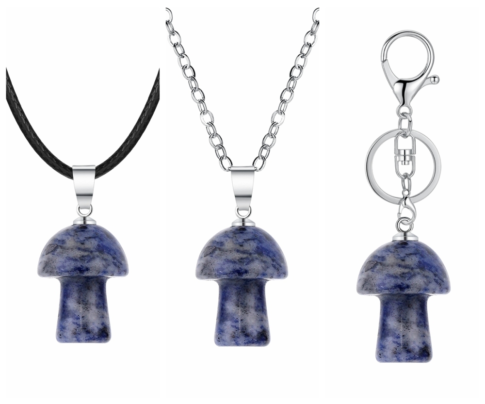 Healing Chakra Gemstone Mushroom Pendant For Making Jewelry Necklace EarringsWomen Men Natural Quartz Crystal Rock Charm Choker