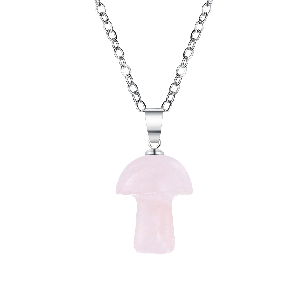 Healing Chakra Gemstone Mushroom Pendant Neklace with 45CM Black Cord