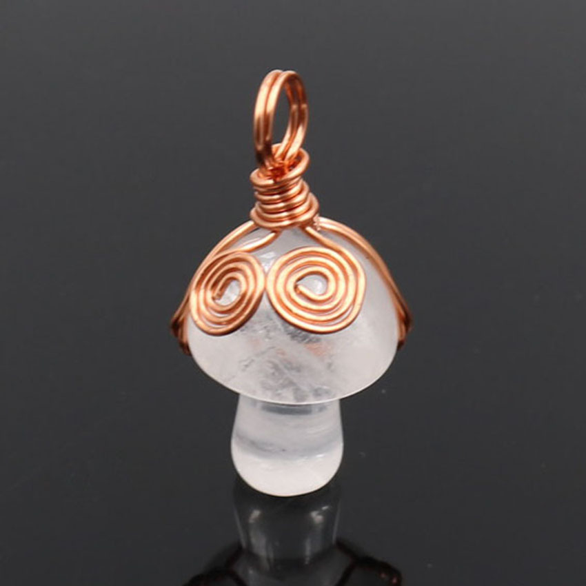 Mini Mushroom Gemstone Pendant for Making Jewelry Necklace Earring  Wrapped Wire Mushroom