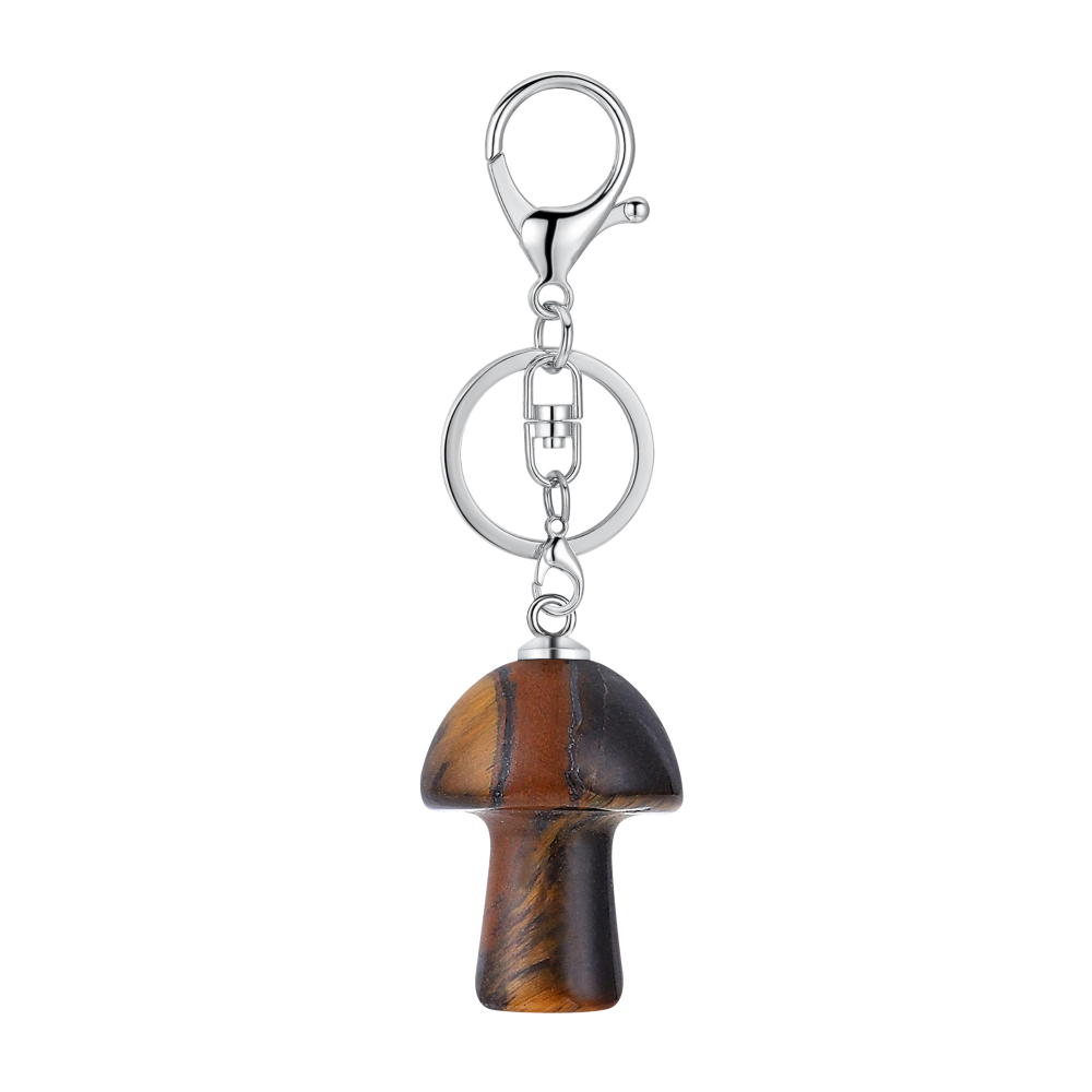 Gemstone Mushroom Keychain  Natural Gemstone Pendant Keyring Healing Chakra Crystal Jewelry