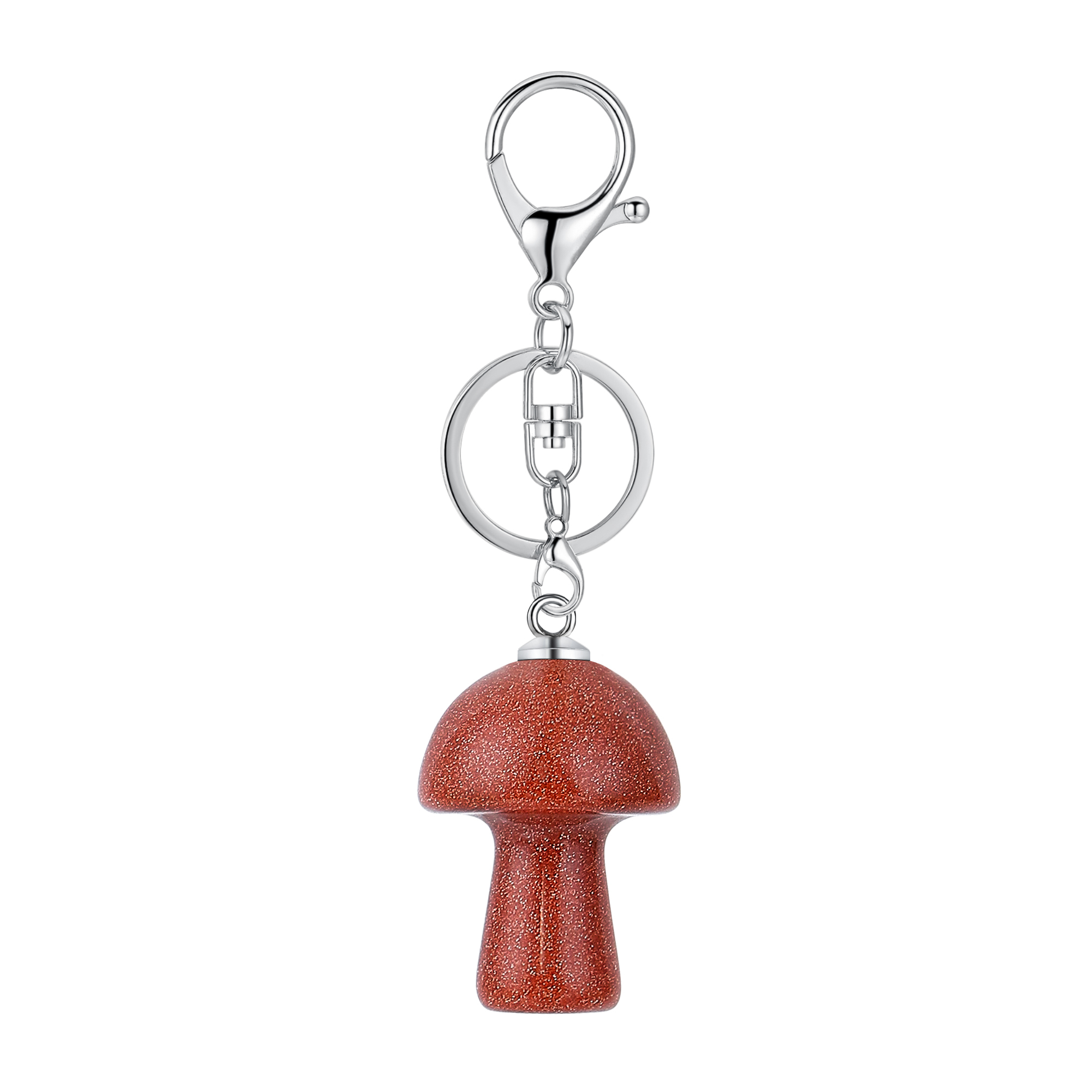 Gemstone Mushroom Keychain  Natural Gemstone Pendant Keyring Healing Chakra Crystal Jewelry