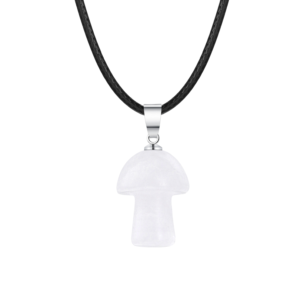 Healing Chakra Gemstone Mushroom Pendant Neklace with 45CM Black Cord
