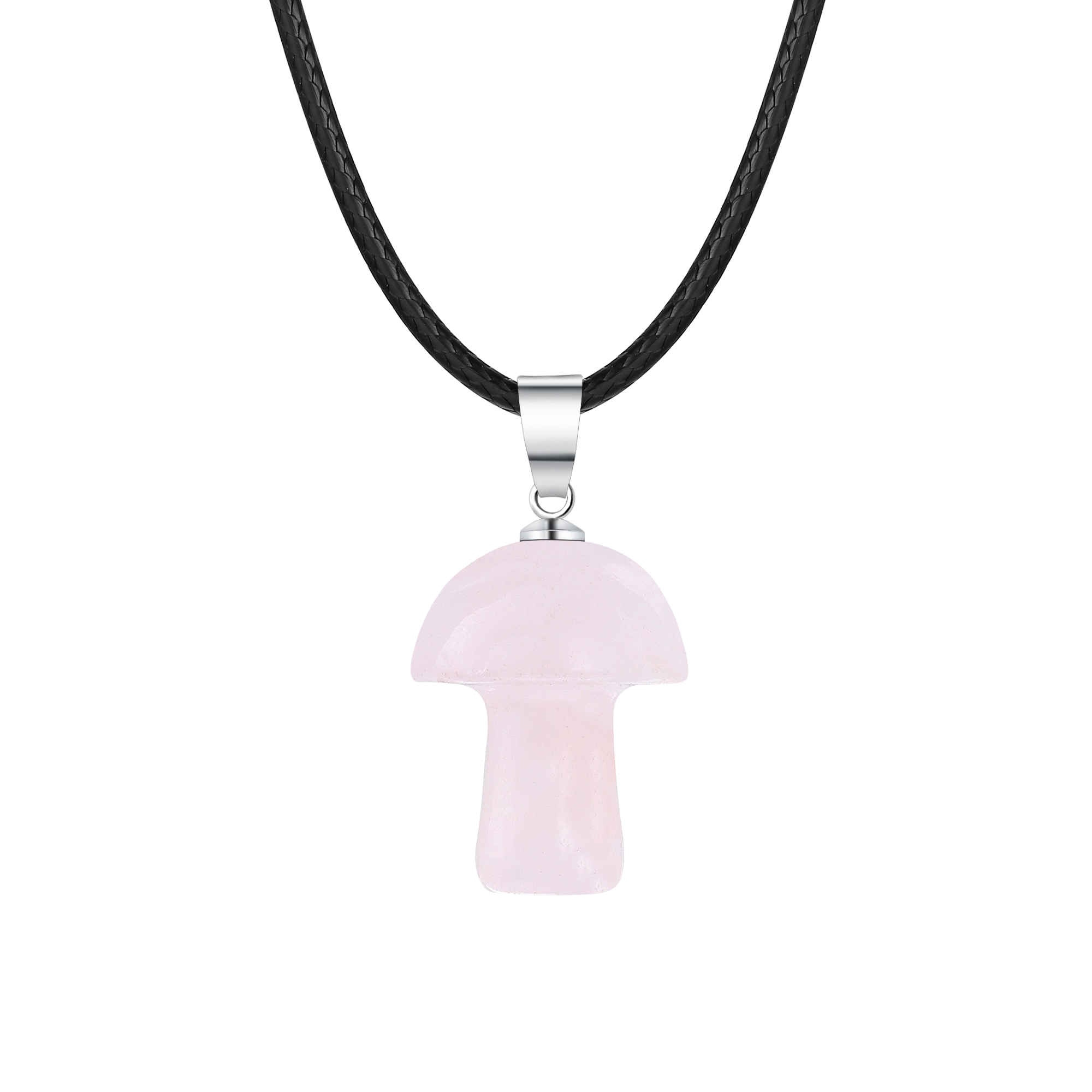 Healing Chakra Gemstone Mushroom Pendant Neklace with 45CM Black Cord