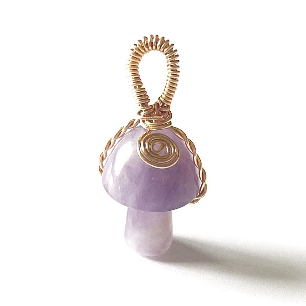 Mini Mushroom Gemstone Pendant for Making Jewelry Necklace Earring  Wrapped Wire Mushroom