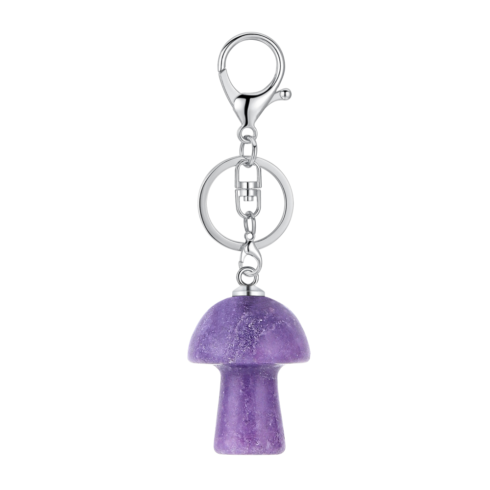 Gemstone Mushroom Keychain  Natural Gemstone Pendant Keyring Healing Chakra Crystal Jewelry