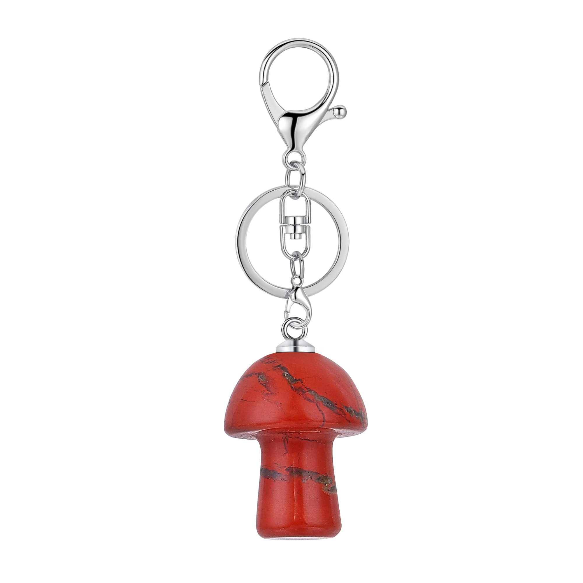 Gemstone Mushroom Keychain  Natural Gemstone Pendant Keyring Healing Chakra Crystal Jewelry