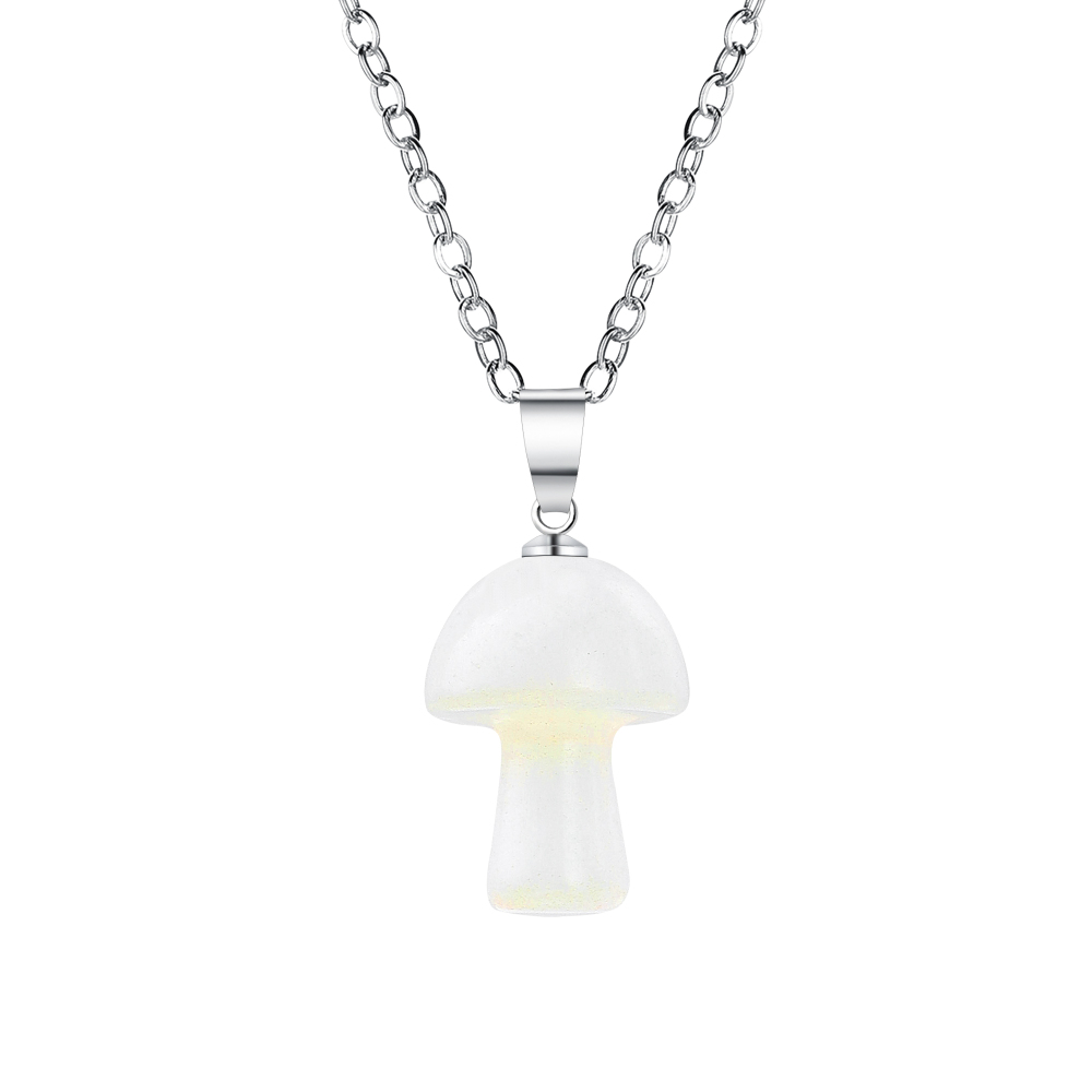 Healing Chakra Gemstone Mushroom Pendant For Making Jewelry Necklace EarringsWomen Men Natural Quartz Crystal Rock Charm Choker