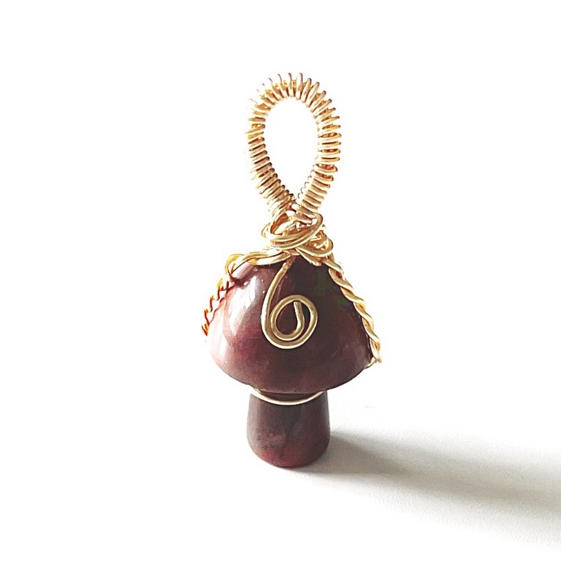 Mini Mushroom Gemstone Pendant for Making Jewelry Necklace Earring  Wrapped Wire Mushroom