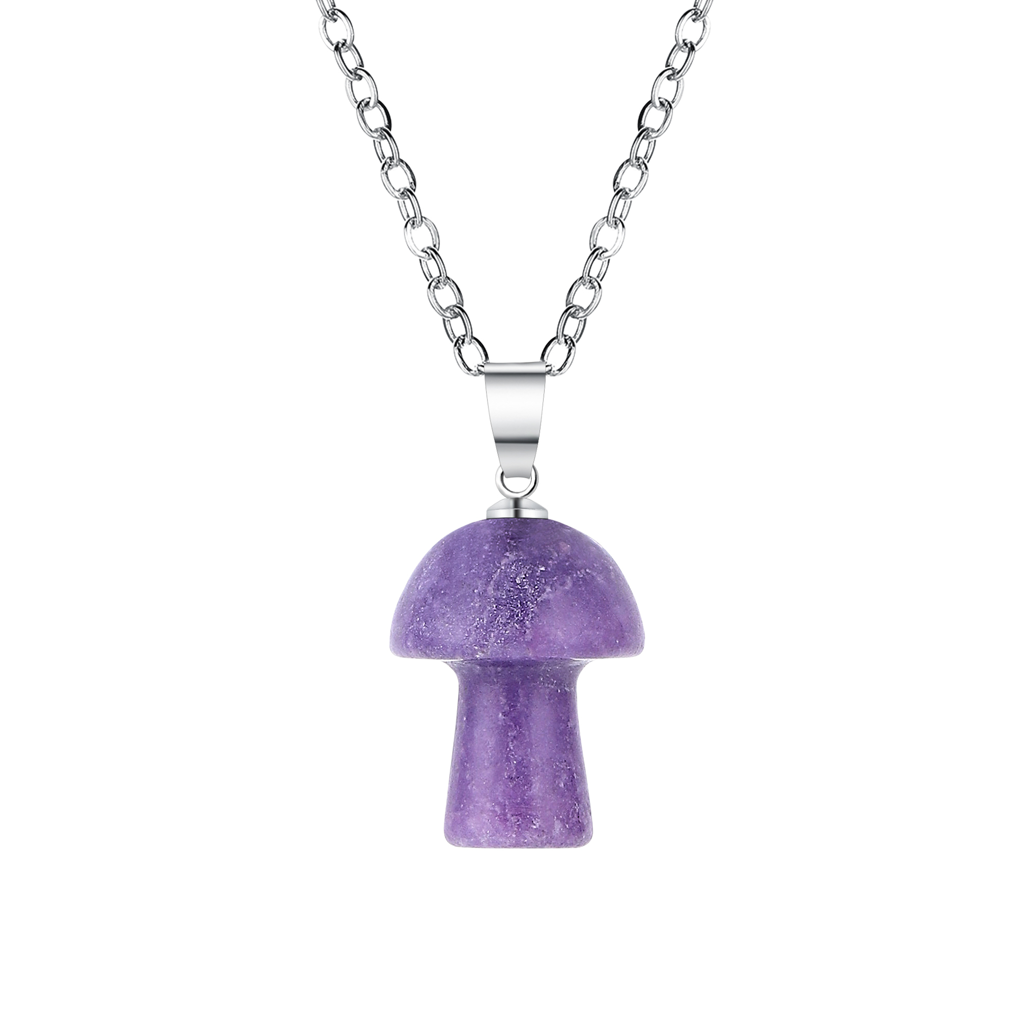 Healing Chakra Gemstone Mushroom Pendant For Making Jewelry Necklace EarringsWomen Men Natural Quartz Crystal Rock Charm Choker