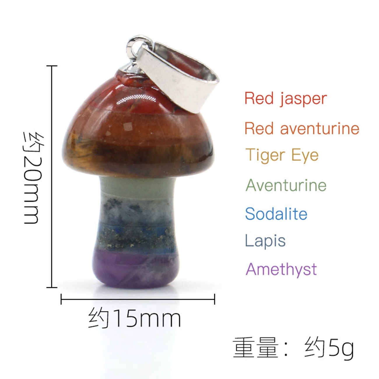 Healing Chakra Gemstone Mushroom Pendant For Making Jewelry Necklace EarringsWomen Men Natural Quartz Crystal Rock Charm Choker