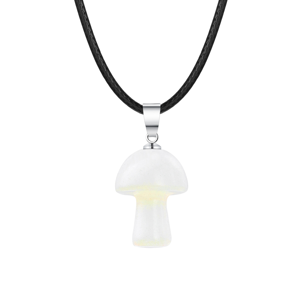 Healing Chakra Gemstone Mushroom Pendant Neklace with 45CM Black Cord