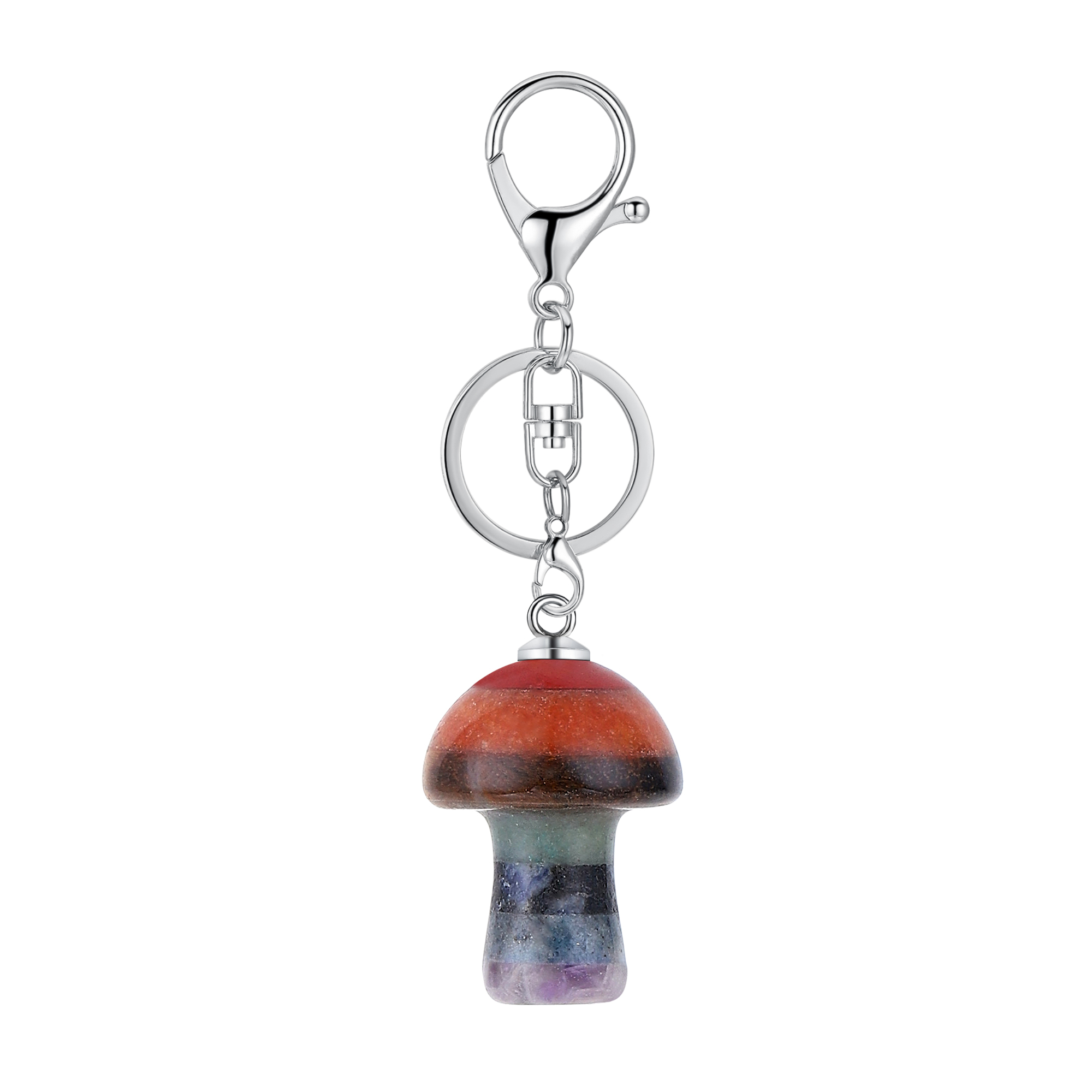 Gemstone Mushroom Keychain  Natural Gemstone Pendant Keyring Healing Chakra Crystal Jewelry