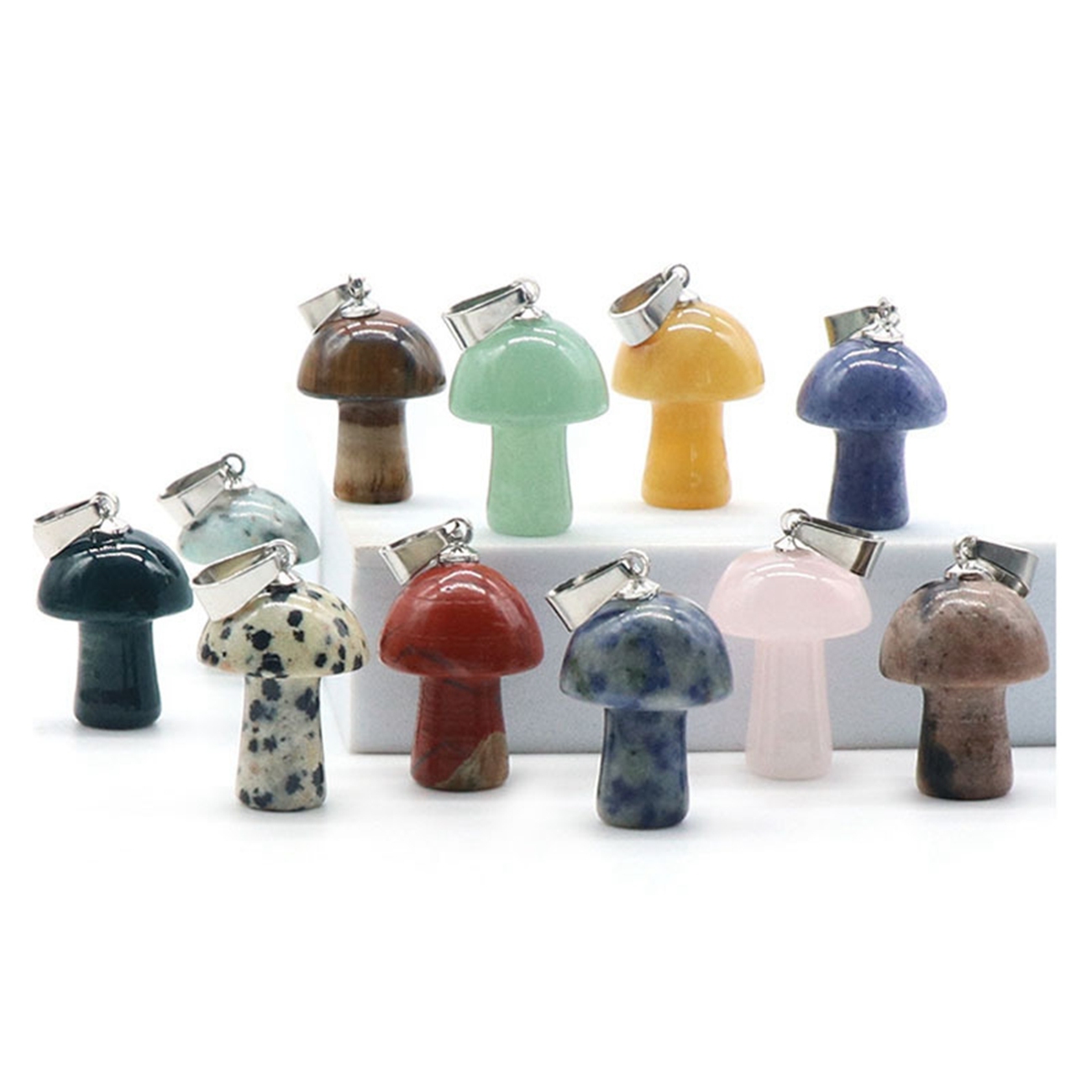 Mini Mushroom Gemstone Pendant for Making Jewelry Necklace Earring  Wrapped Wire Mushroom