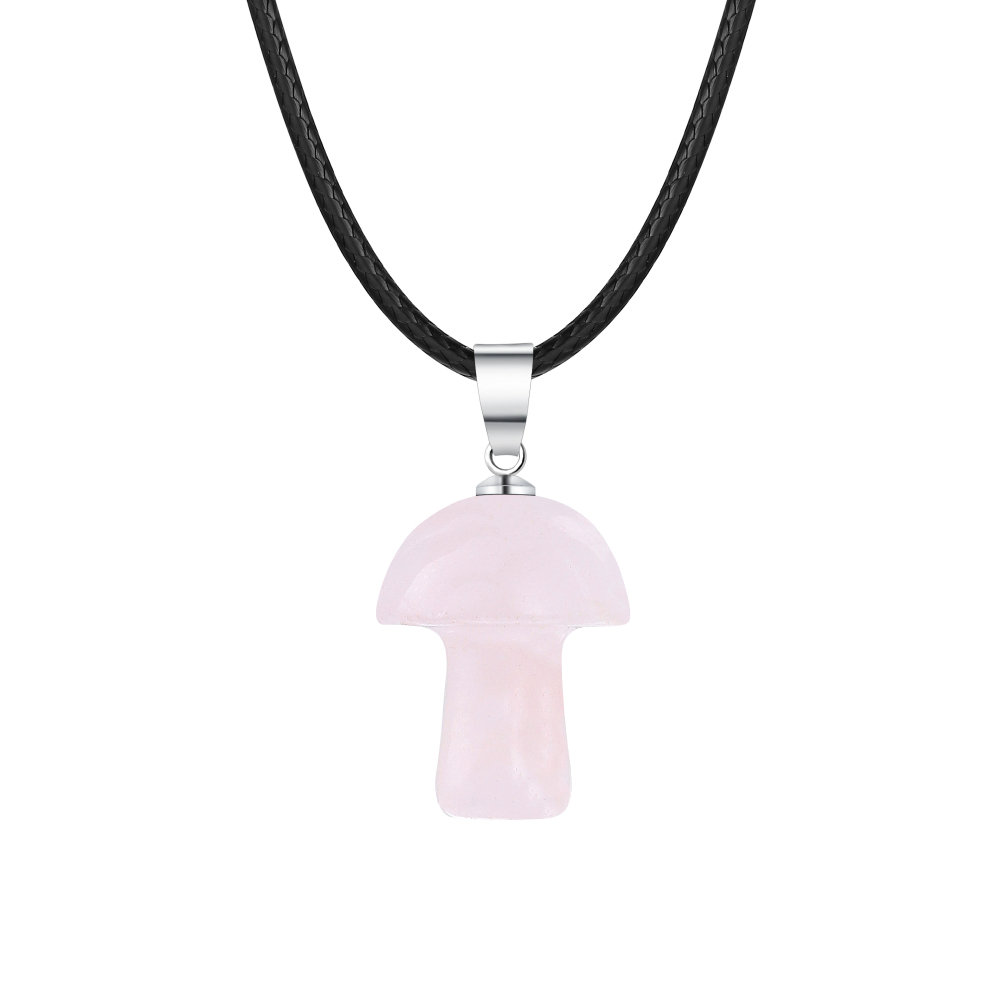 Healing Chakra Gemstone Mushroom Pendant For Making Jewelry Necklace EarringsWomen Men Natural Quartz Crystal Rock Charm Choker