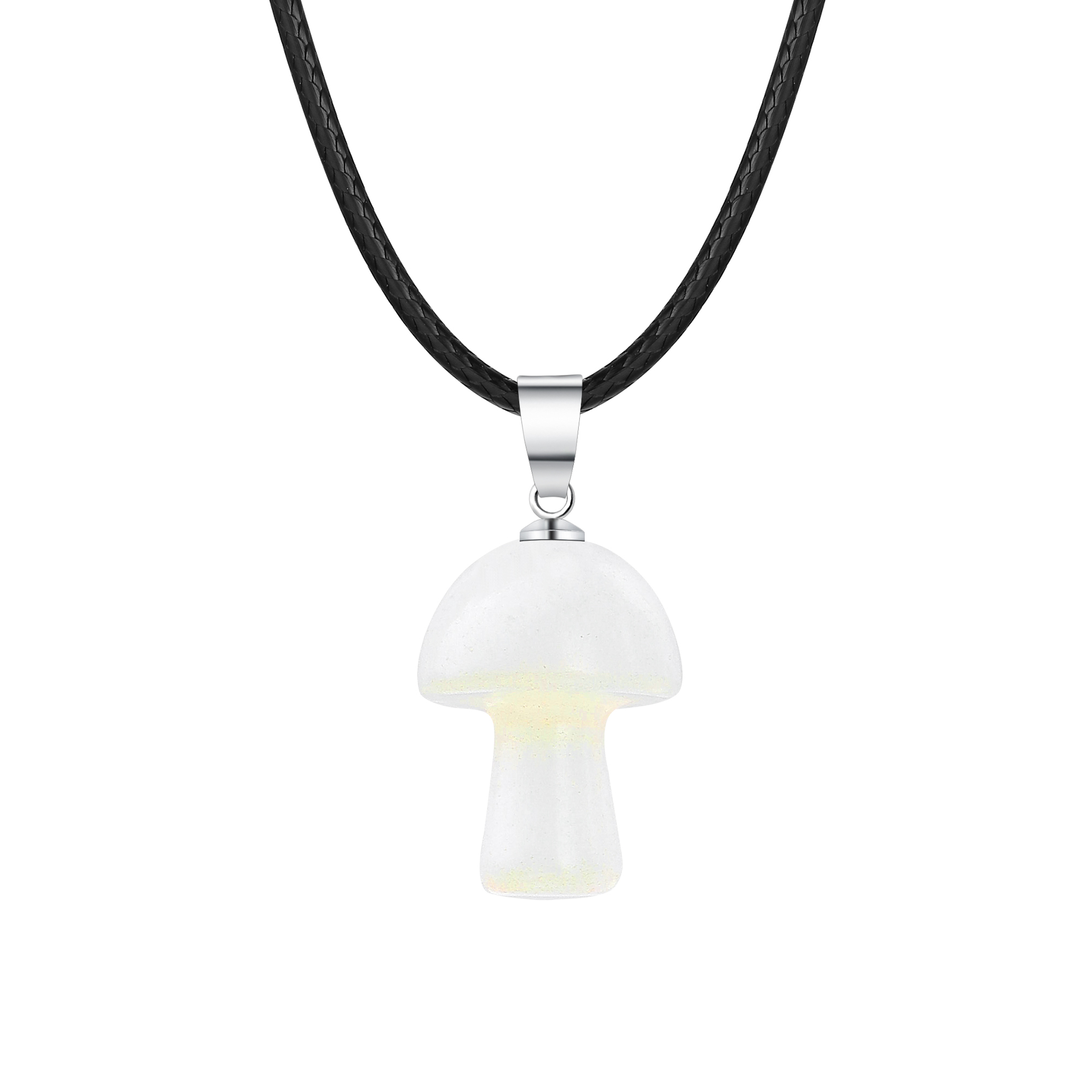 Healing Chakra Gemstone Mushroom Pendant Neklace with 45CM Black Cord