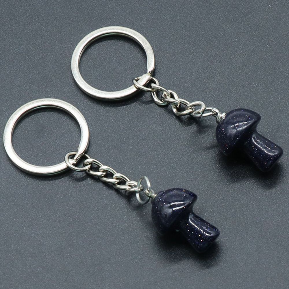 Gemstone Mushroom Keychain  Natural Gemstone Pendant Keyring Healing Chakra Crystal Jewelry