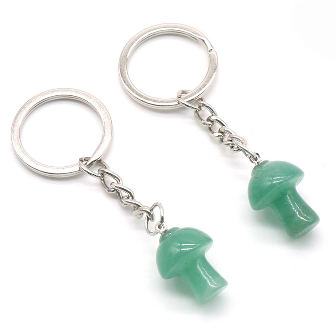 Gemstone Mushroom Keychain  Natural Gemstone Pendant Keyring Healing Chakra Crystal Jewelry
