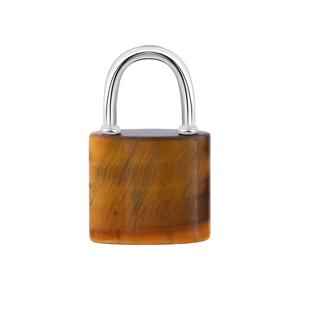 Natural Gemstone Lock Pendant KeyChain for Women Men