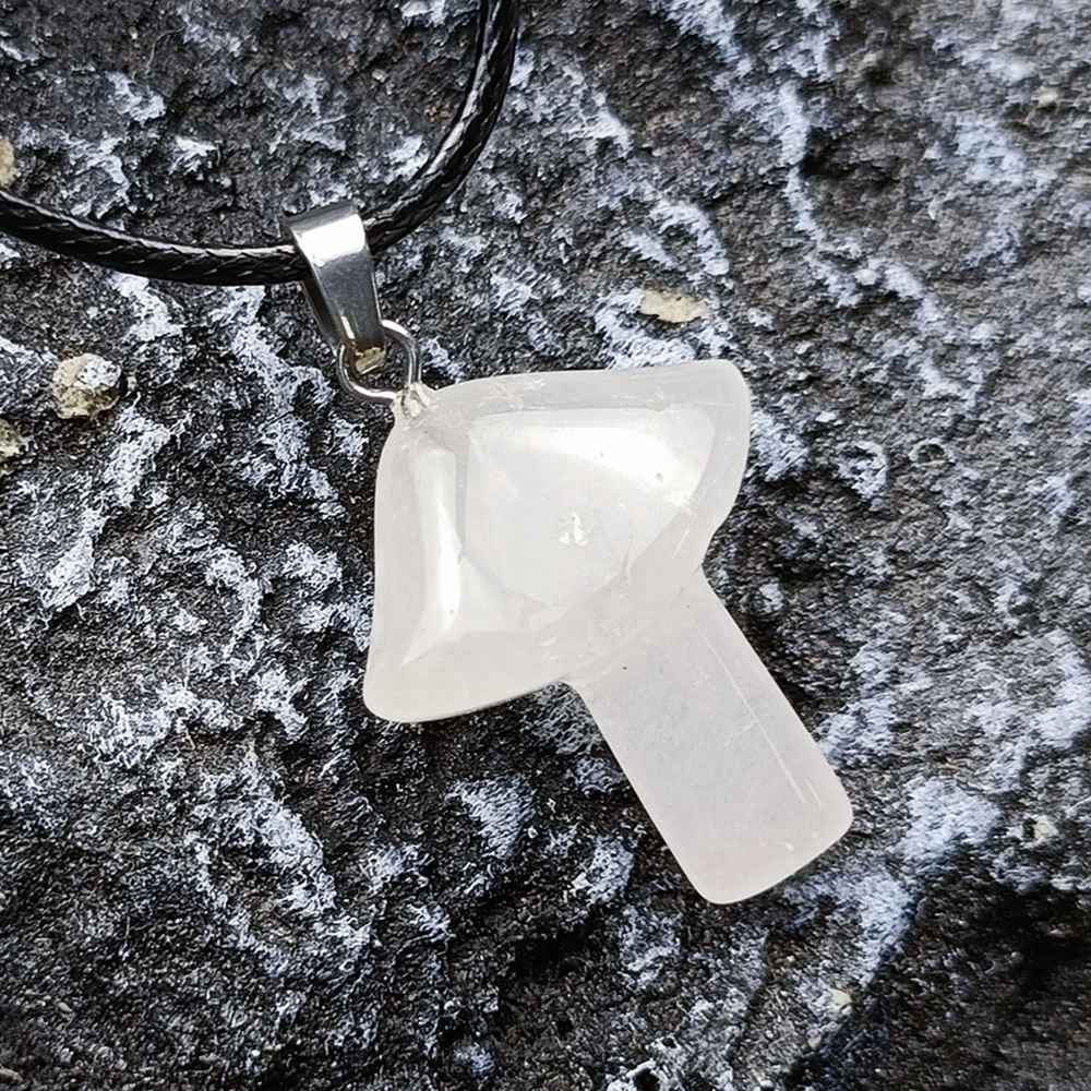 Healing Chakra Gemstone Mushroom Pendant Neklace with 45CM Black Cord