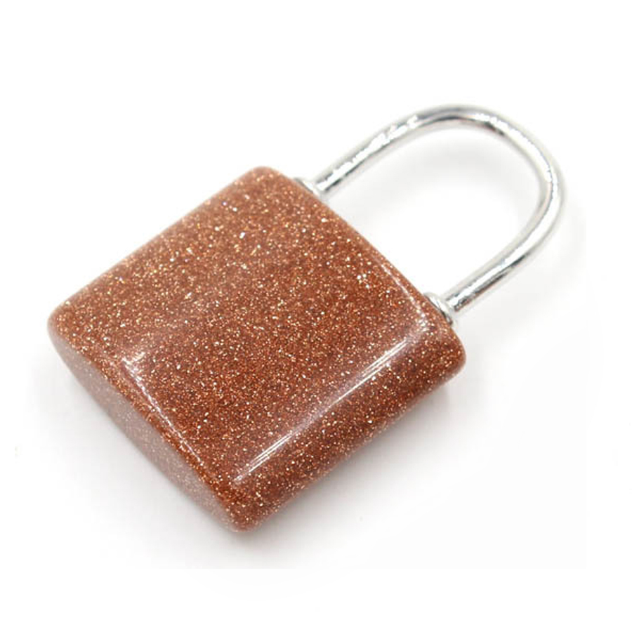 Natural Gemstone Lock Pendant KeyChain for Women Men