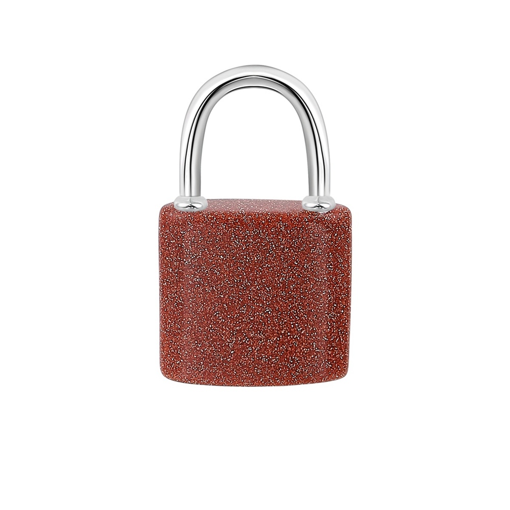 Natural Gemstone Lock Pendant KeyChain for Women Men