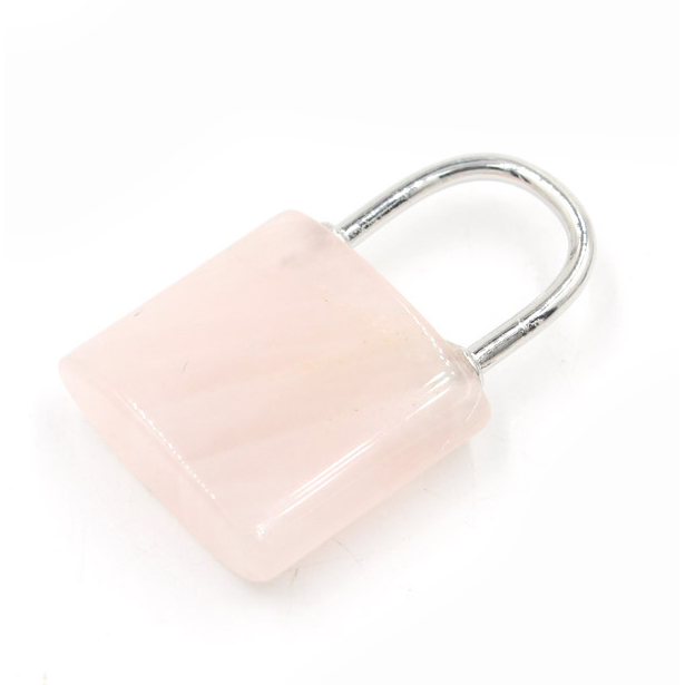 Natural Gemstone Lock Pendant KeyChain for Women Men