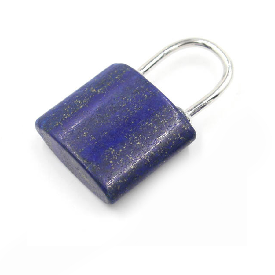 Natural Gemstone Lock Pendant KeyChain for Women Men