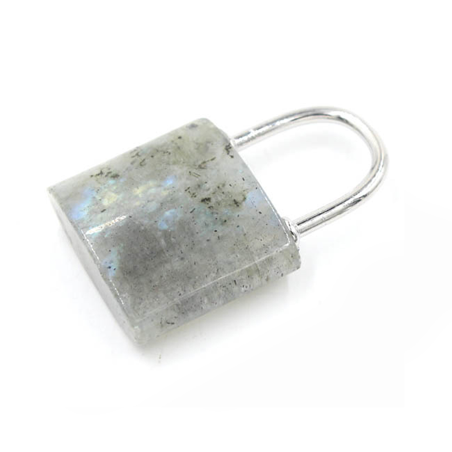 Natural Gemstone Lock Pendant for Making Jewelry Necklace Earrings