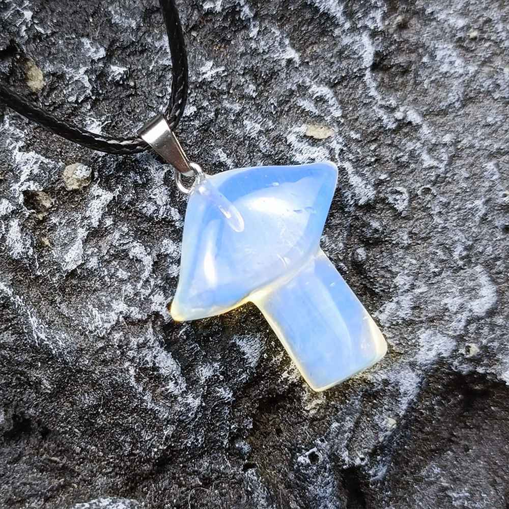 Healing Chakra Gemstone Mushroom Pendant Neklace with 45CM Black Cord
