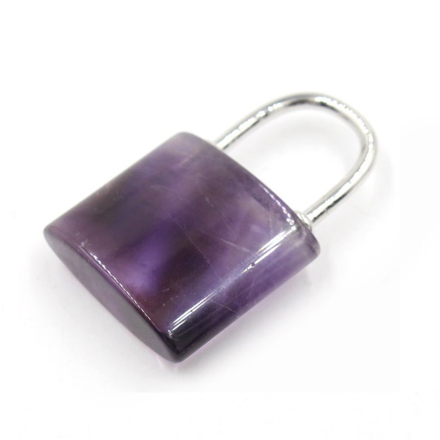 Natural Gemstone Lock Pendant KeyChain for Women Men