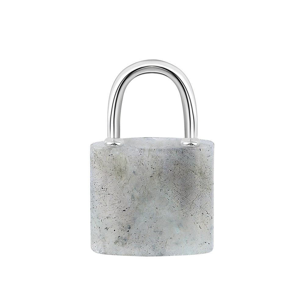 Natural Gemstone Lock Pendant KeyChain for Women Men