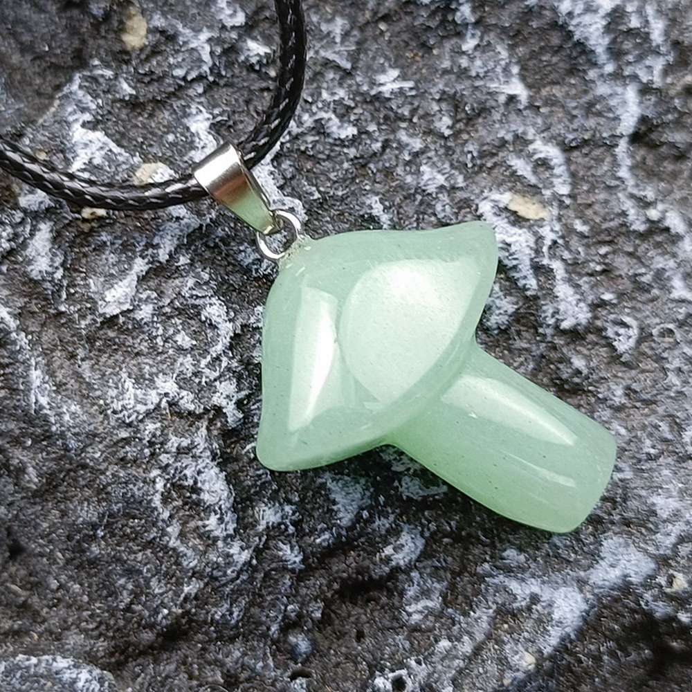 Healing Chakra Gemstone Mushroom Pendant Neklace with 45CM Black Cord
